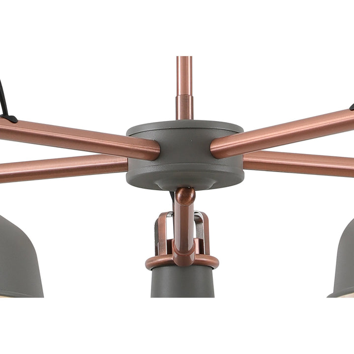 Nelson Lighting NL70209 Barnie Telescopic 5 Light Pendant Sand Grey/Copper/White