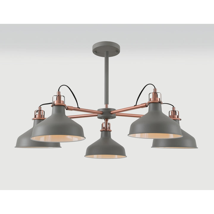 Nelson Lighting NL70209 Barnie Telescopic 5 Light Pendant Sand Grey/Copper/White