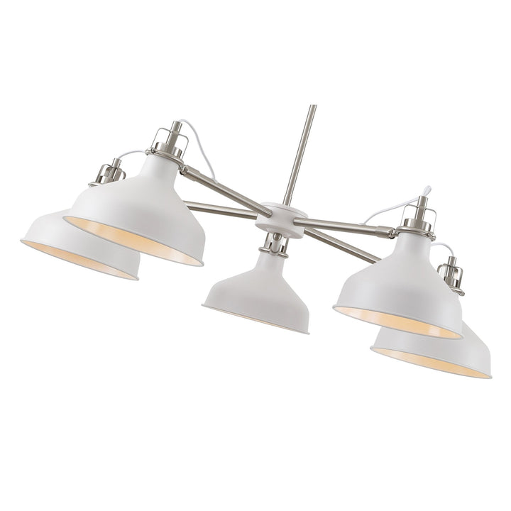 Nelson Lighting NL70219 Barnie Telescopic 5 Light Pendant Sand White/Satin Nickel/White