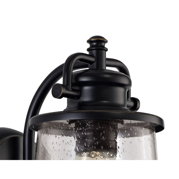 Nelson Lighting NL71969 Brad Outdoor Wall Lamp Black/Gold With Seeded Clear Glass