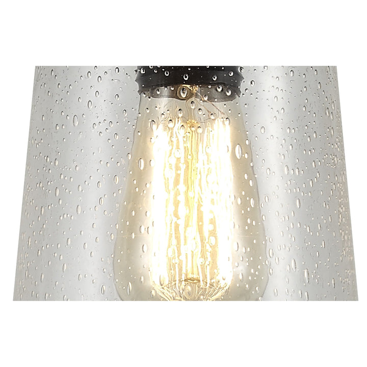 Nelson Lighting NL71979 Brad Outdoor Pendant Black/Gold With Seeded Clear Glass
