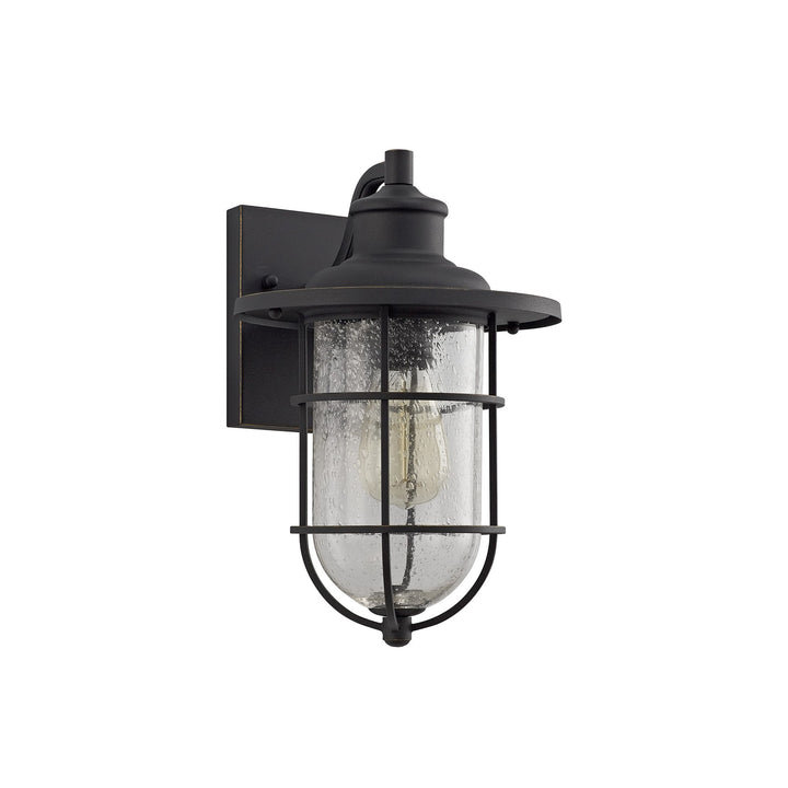 Nelson Lighting NL71959 Bosun Outdoor Wall Lamp Black/Gold With Seeded Clear Glass