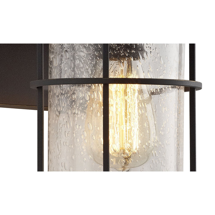 Nelson Lighting NL71959 Bosun Outdoor Wall Lamp Black/Gold With Seeded Clear Glass