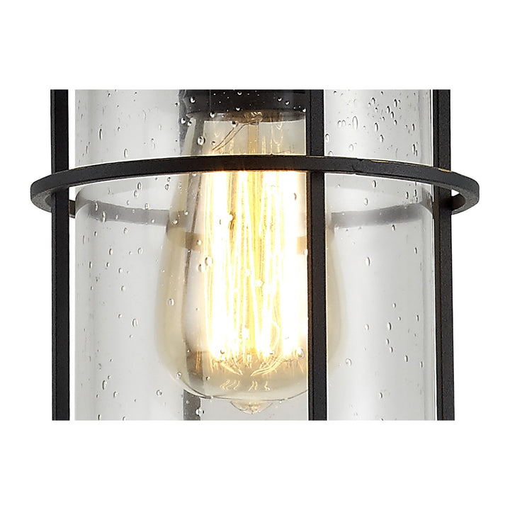 Nelson Lighting NL73149 Bosun Outdoor Pendant Black/Gold With Seeded Clear Glass