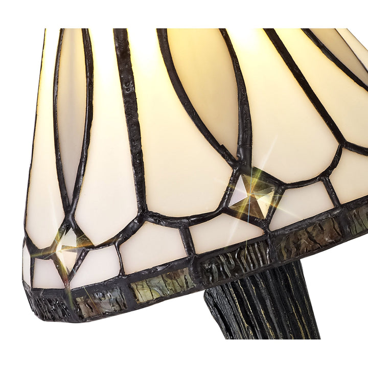 Nelson Lighting NL72179 Cami Tiffany Table Lamp White/Grey/Clear Crystal Shade
