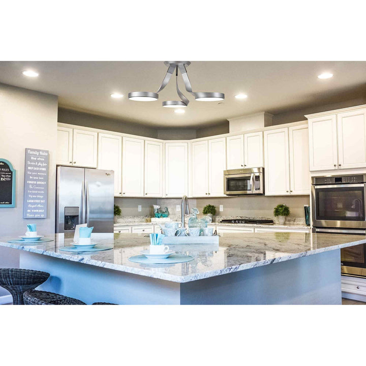 Nelson Lighting NL70499 Candy 3 Light Semi Ceiling LED Silver/Polished Chrome