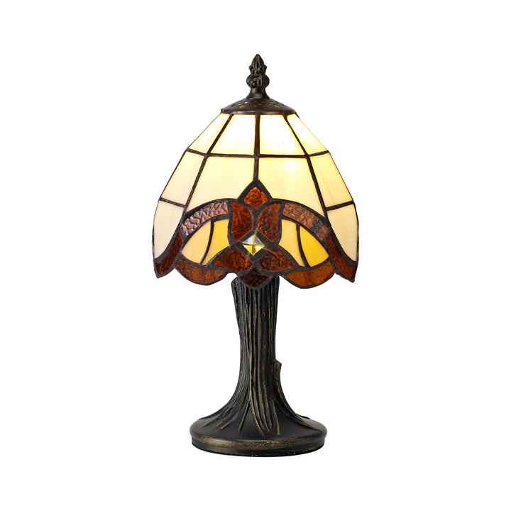 Nelson Lighting NL72149 Chale Tiffany Table Lamp Cream/Amber/Clear Crystal Shade