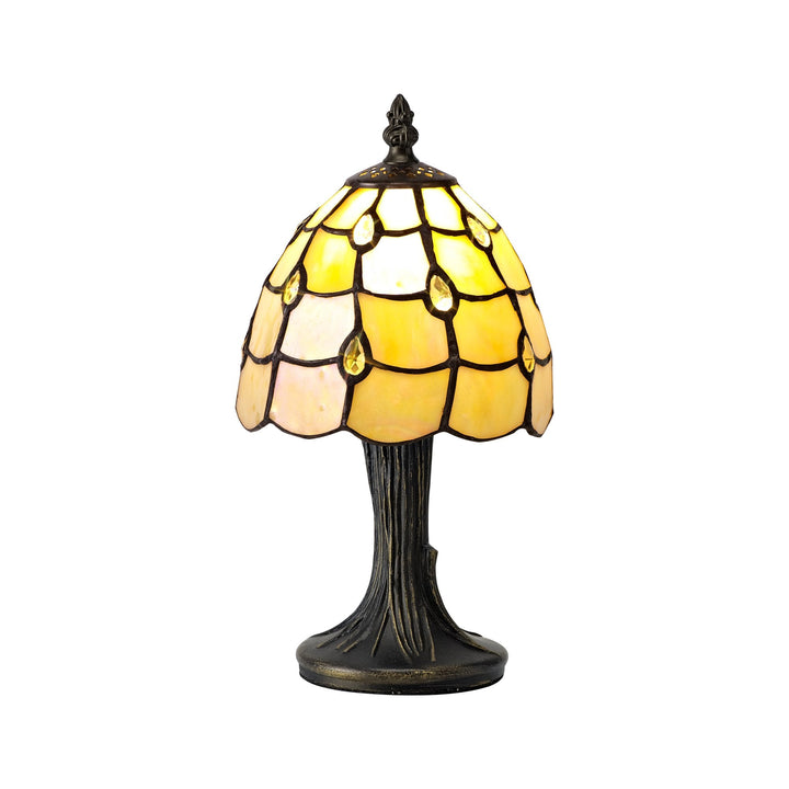 Nelson Lighting NL72139 Chrisy Tiffany Table Lamp Beige/Clear Crystal Shade