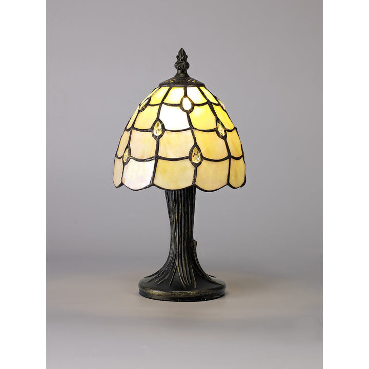 Nelson Lighting NL72139 Chrisy Tiffany Table Lamp Beige/Clear Crystal Shade
