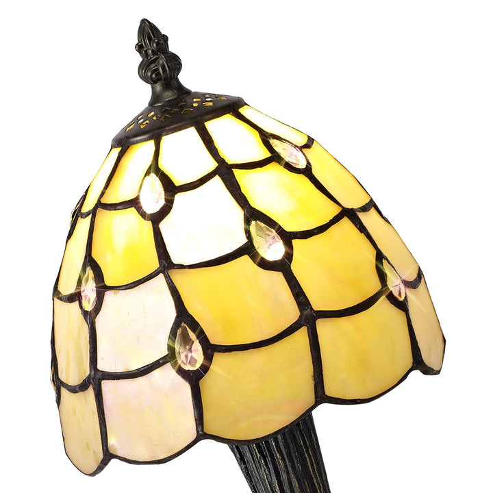 Nelson Lighting NL72139 Chrisy Tiffany Table Lamp Beige/Clear Crystal Shade