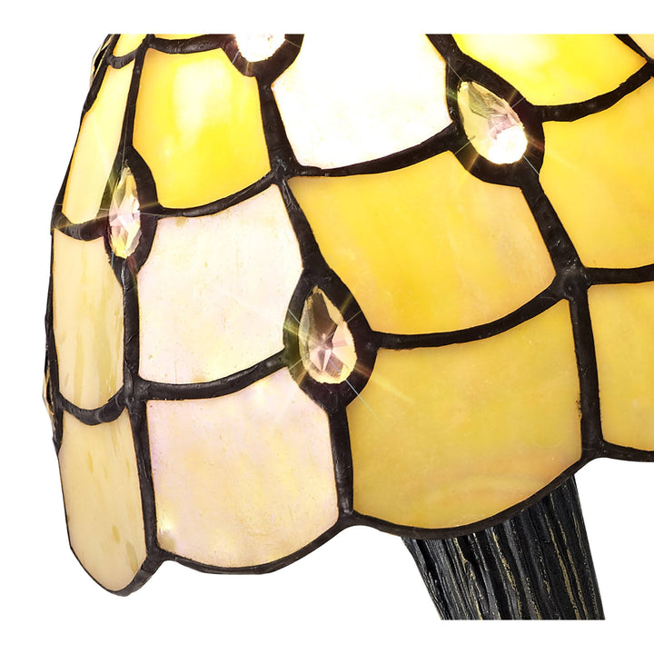 Nelson Lighting NL72139 Chrisy Tiffany Table Lamp Beige/Clear Crystal Shade