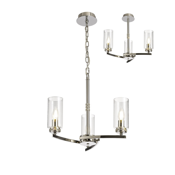 Nelson Lighting NL73099 Darling 3 Light Pendant/Semi Ceiling Polished Nickel