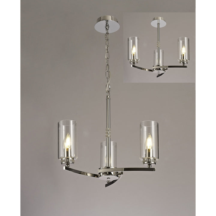 Nelson Lighting NL73099 Darling 3 Light Pendant/Semi Ceiling Polished Nickel