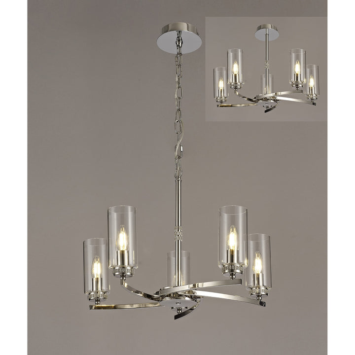 Nelson Lighting NL73109 Darling | 5 Light Nickel Pendant | Clear Crystals