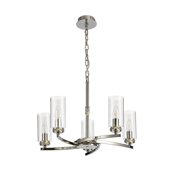 Nelson Lighting NL73109 Darling | 5 Light Nickel Pendant | Clear Crystals