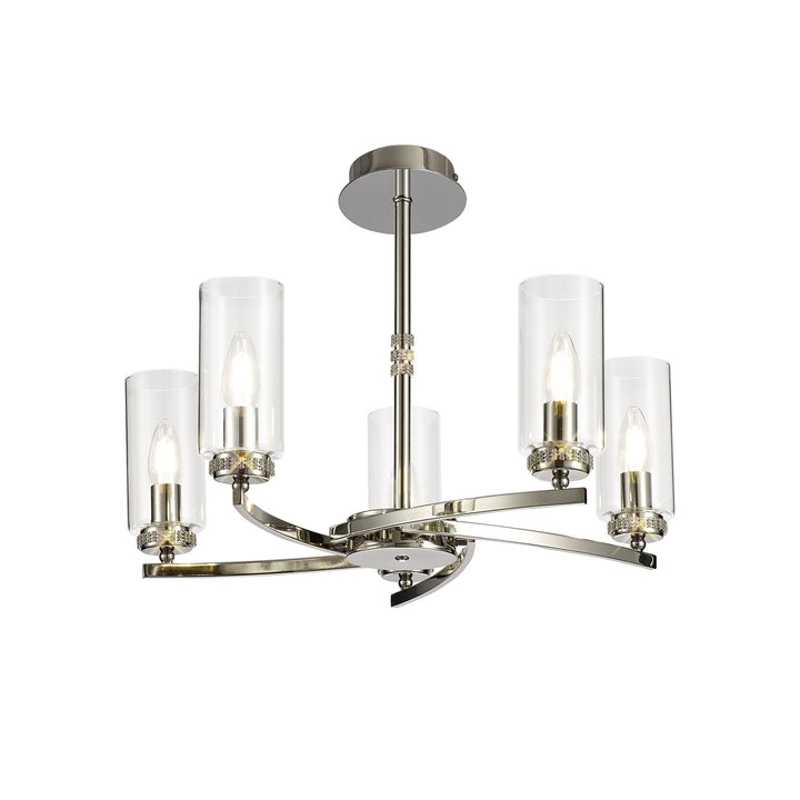 Nelson Lighting NL73109 Darling | 5 Light Nickel Pendant | Clear Crystals