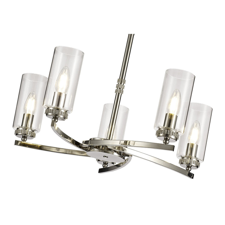 Nelson Lighting NL73109 Darling | 5 Light Nickel Pendant | Clear Crystals