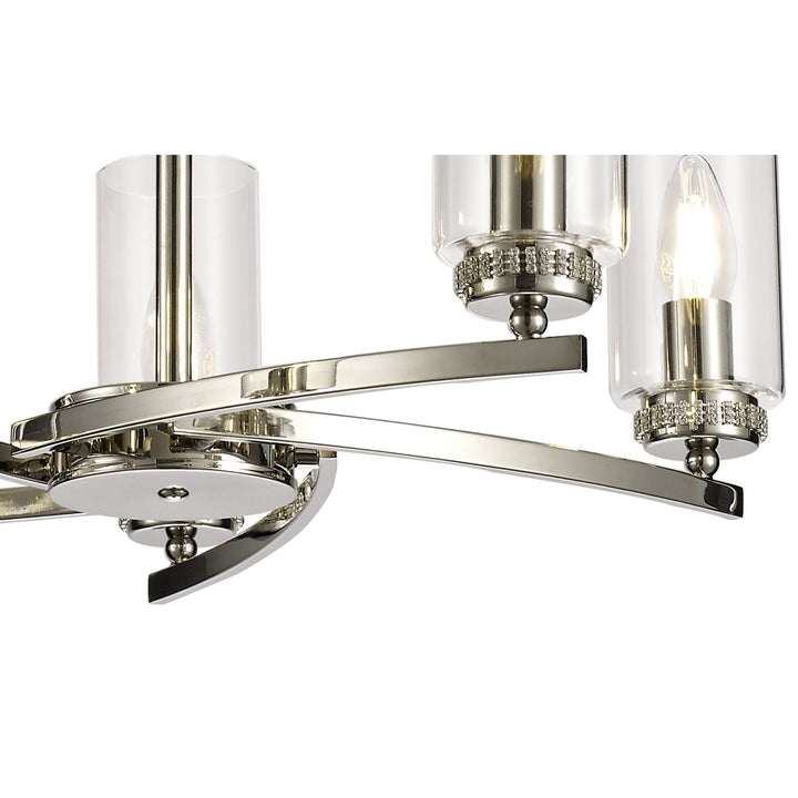 Nelson Lighting NL73109 Darling | 5 Light Nickel Pendant | Clear Crystals