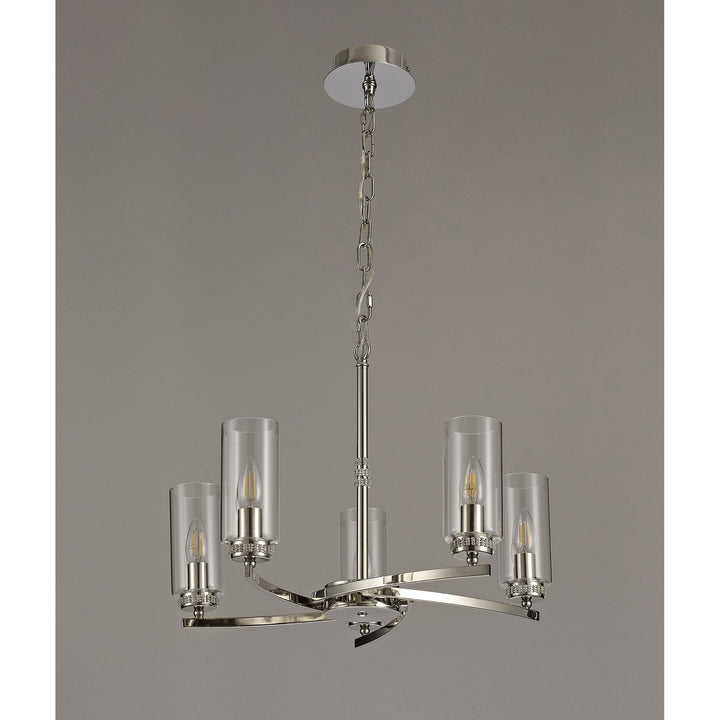 Nelson Lighting NL73109 Darling | 5 Light Nickel Pendant | Clear Crystals