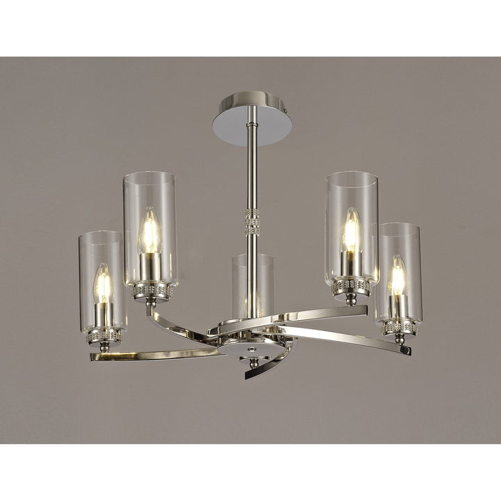 Nelson Lighting NL73109 Darling | 5 Light Nickel Pendant | Clear Crystals