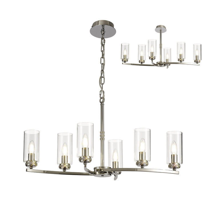 Nelson Lighting NL73119 Darling Pendant/Semi Ceiling 6 Light Polished Nickel