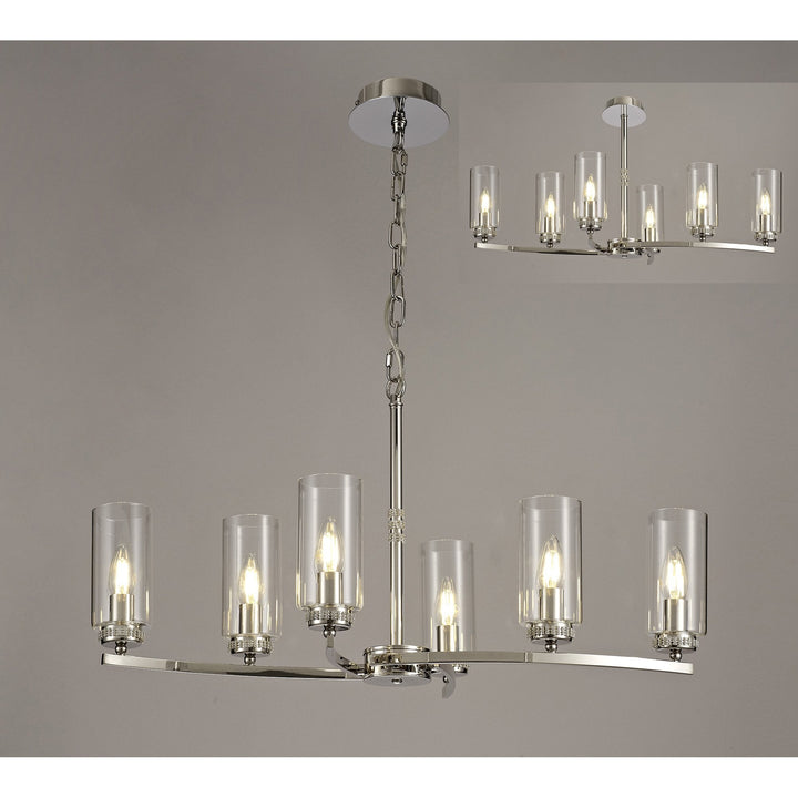 Nelson Lighting NL73119 Darling Pendant/Semi Ceiling 6 Light Polished Nickel