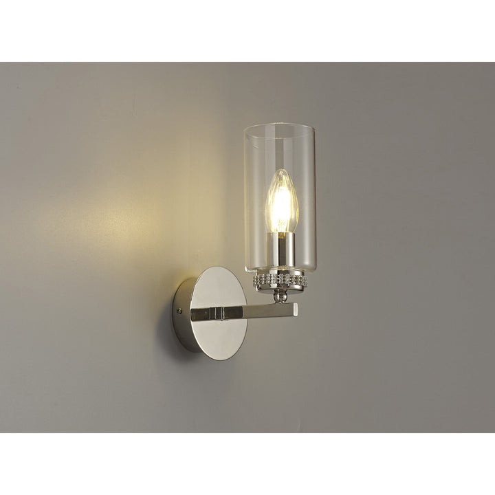 Nelson Lighting NL82549 | Regent 2 Light Wall Lamp | Polished Chrome/Iridescent Glass