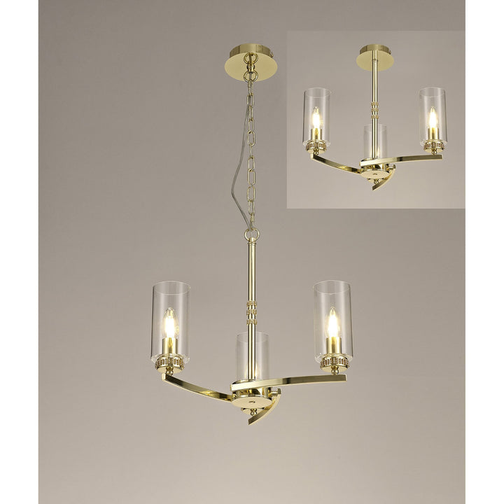 Nelson Lighting NL73209 Darling Pendant/Semi Ceiling 3 Light Polished Gold