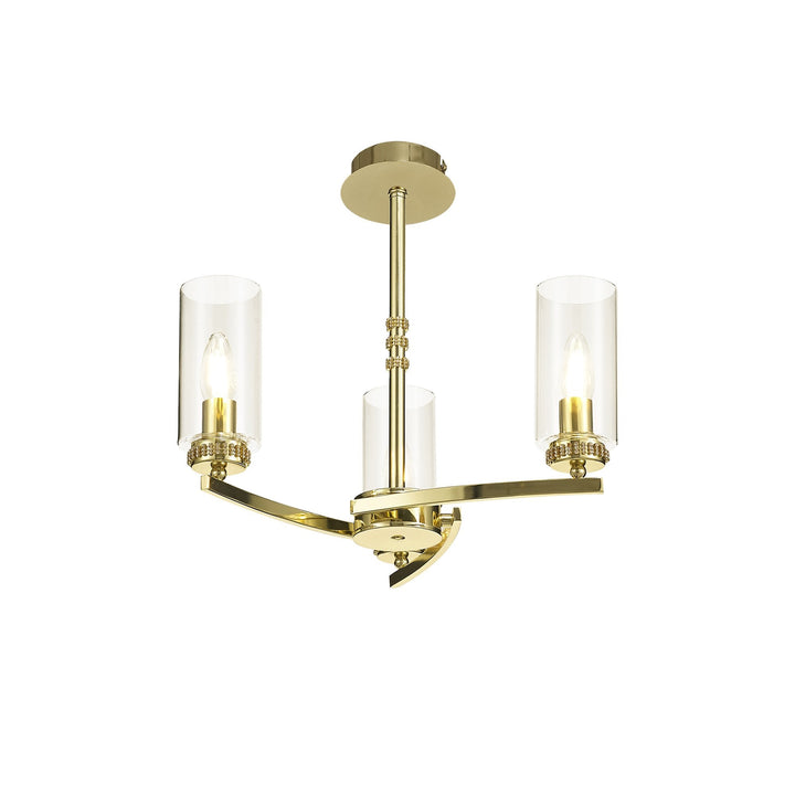 Nelson Lighting NL73209 Darling Pendant/Semi Ceiling 3 Light Polished Gold