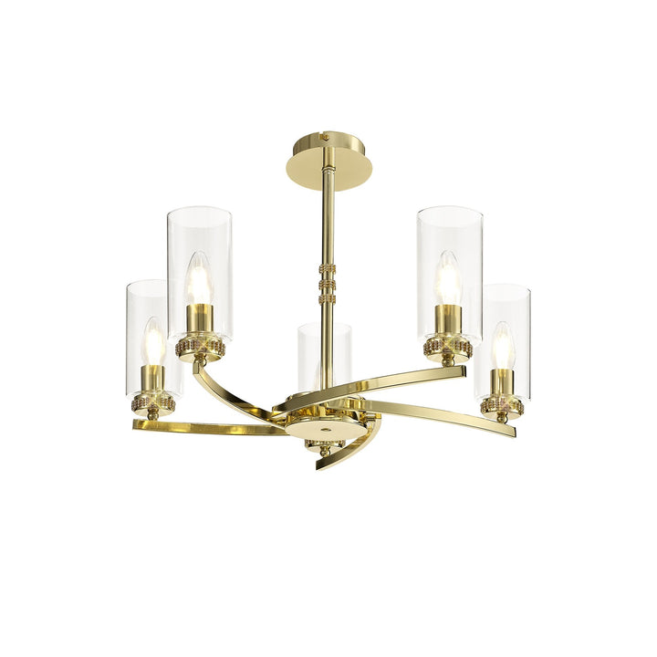 Nelson Lighting NL73219 Darling Pendant/Semi Ceiling 5 Light Polished Gold