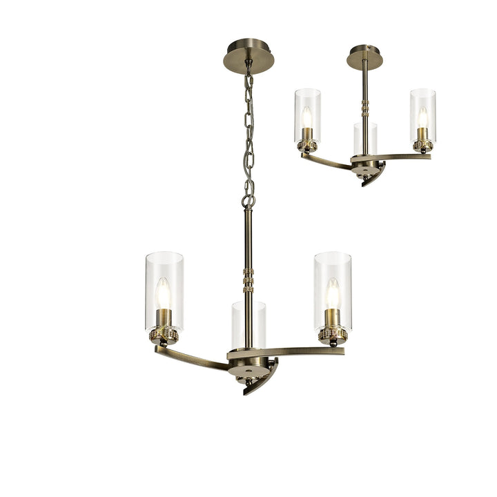 Nelson Lighting NL73259 Darling Pendant/Semi Ceiling 3 Light Antique Brass