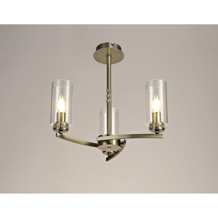 Nelson Lighting NL73259 Darling Pendant/Semi Ceiling 3 Light Antique Brass