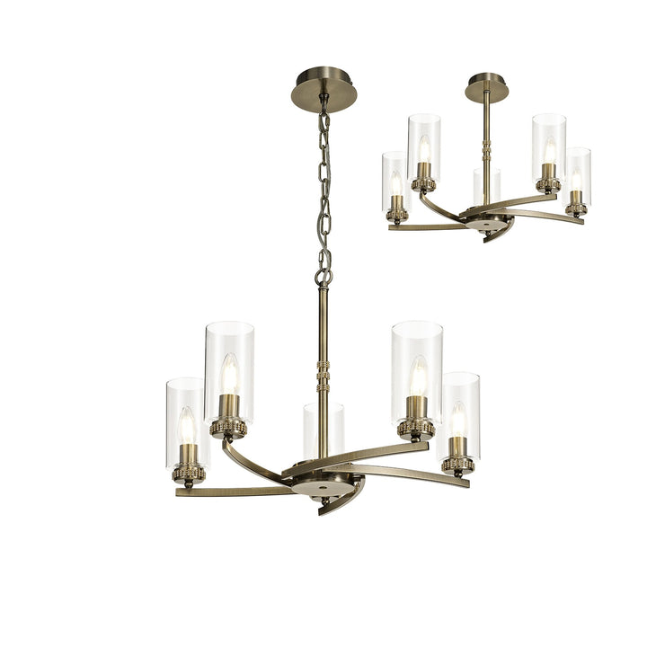 Nelson Lighting NL73269 Darling Pendant/Semi Ceiling 5 Light Antique Brass