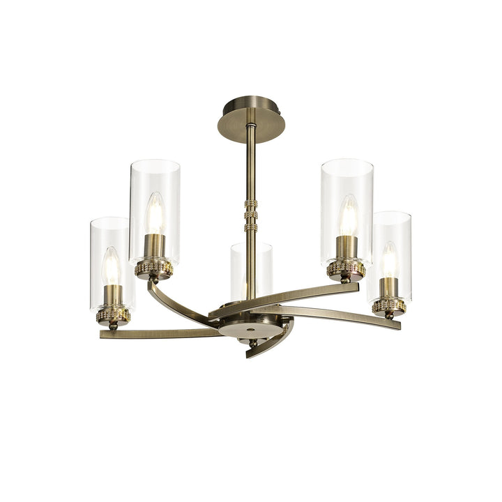 Nelson Lighting NL73269 Darling Pendant/Semi Ceiling 5 Light Antique Brass