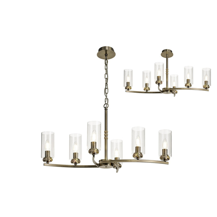 Nelson Lighting NL73279 Darling Pendant/Semi Ceiling 6 Light Antique Brass