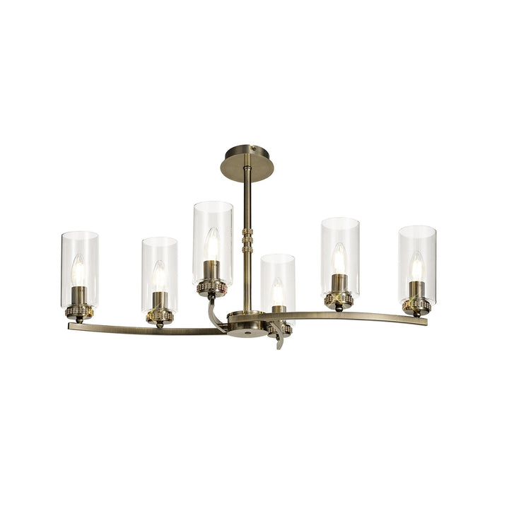 Nelson Lighting NL73279 Darling Pendant/Semi Ceiling 6 Light Antique Brass