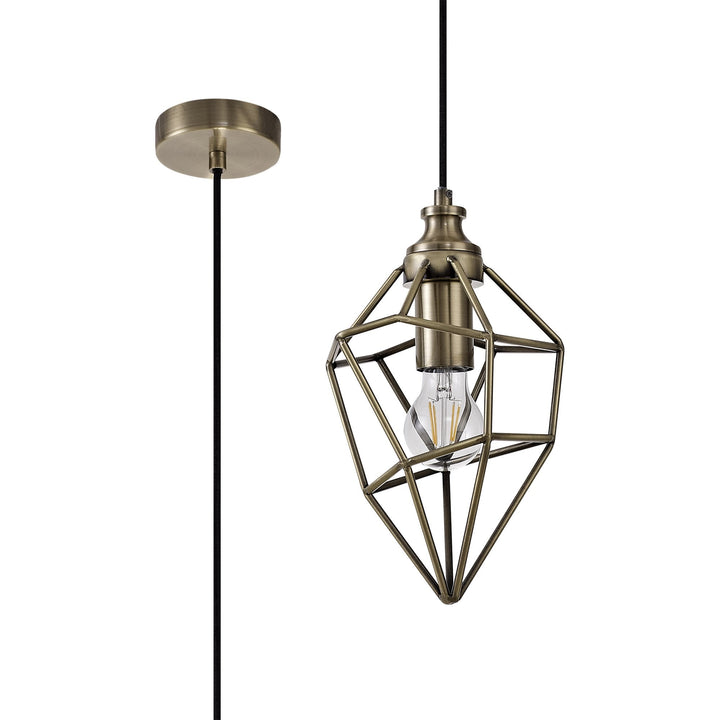 Nelson Lighting NL71309 Davie | Small Pendant Light | Antique Brass Finish