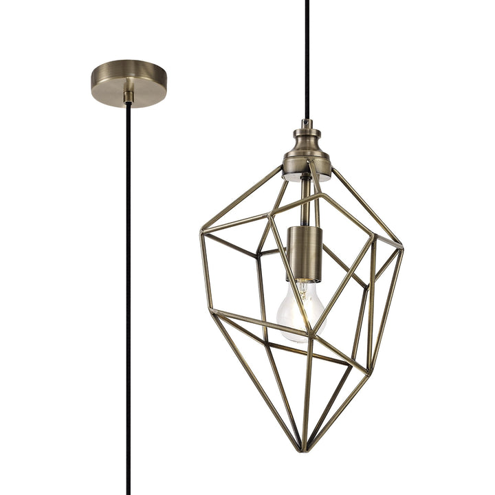 Nelson Lighting NL71319 Davie Medium Pendant 1 Light Antique Brass