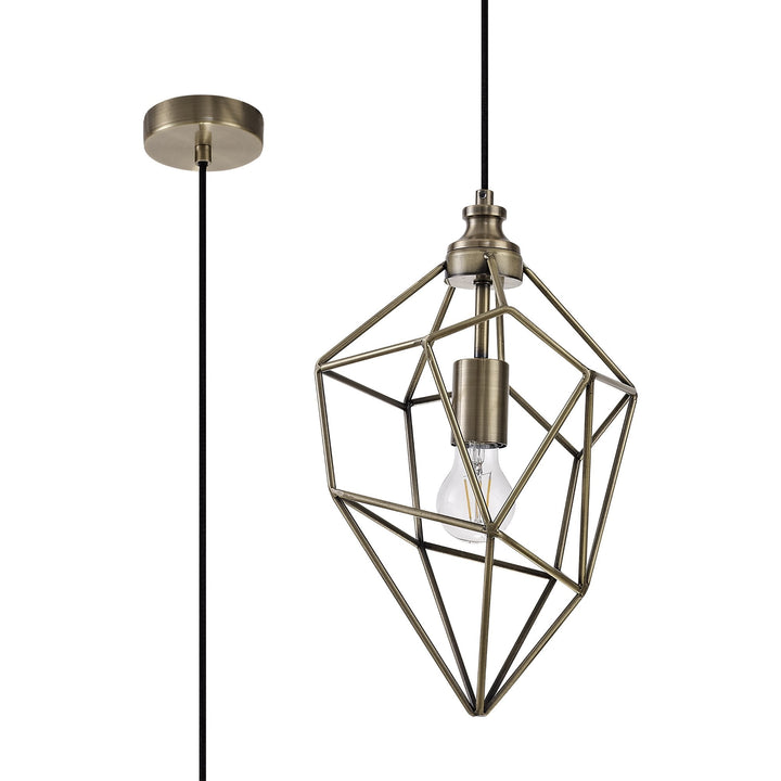 Nelson Lighting NL71319 Davie Medium Pendant 1 Light Antique Brass