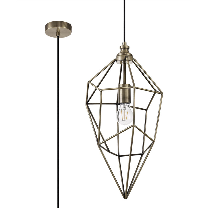 Nelson Lighting NL71329 Davie Large Pendant 1 Light Antique Brass
