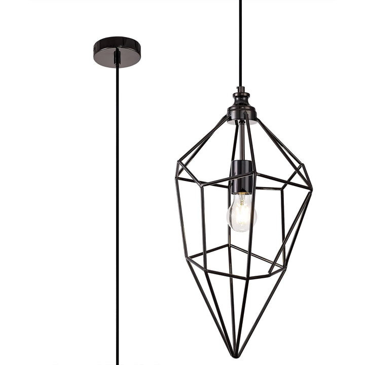 Nelson Lighting NL71609 Davie Large Pendant 1 Light Black Nickel