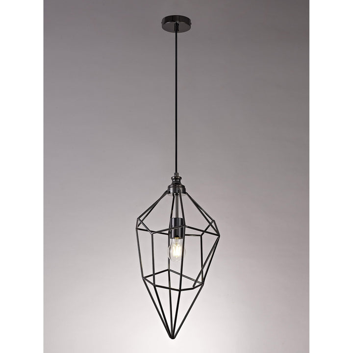 Nelson Lighting NL71609 Davie Large Pendant 1 Light Black Nickel