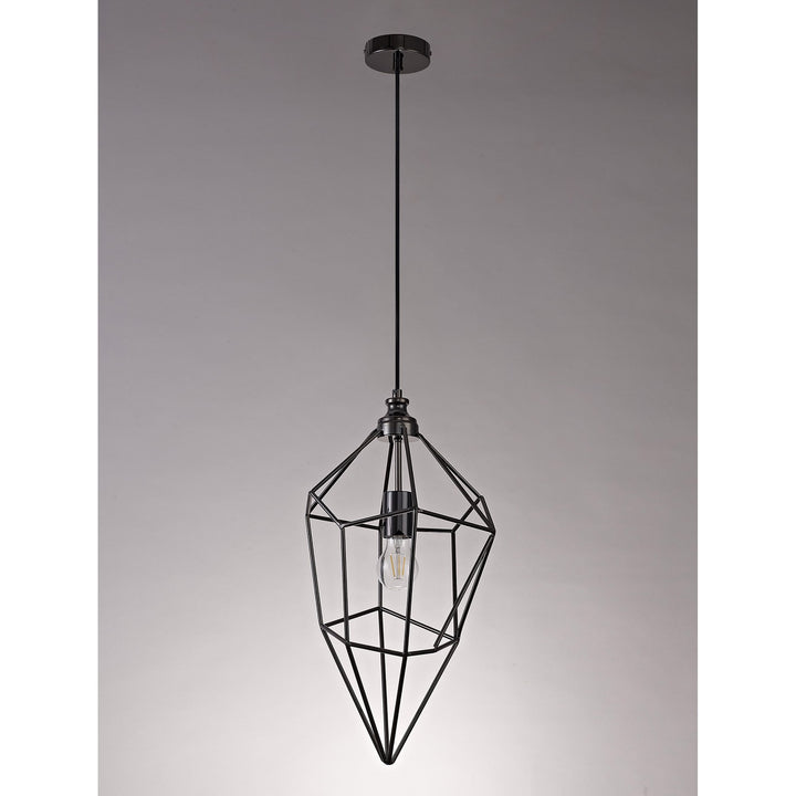 Nelson Lighting NL71609 Davie Large Pendant 1 Light Black Nickel