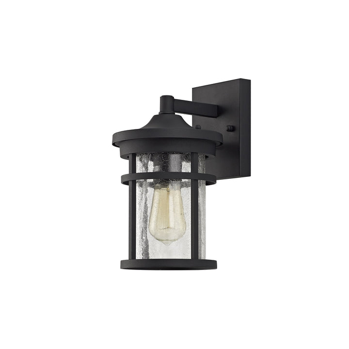 Nelson Lighting NL73189 Ellis Outdoor Wall Lamp 1 Light Black/Clear Crackled Glass