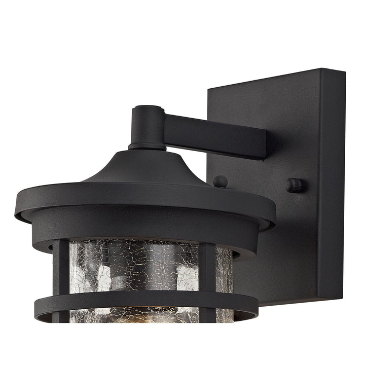 Nelson Lighting NL73189 Ellis Outdoor Wall Lamp 1 Light Black/Clear Crackled Glass