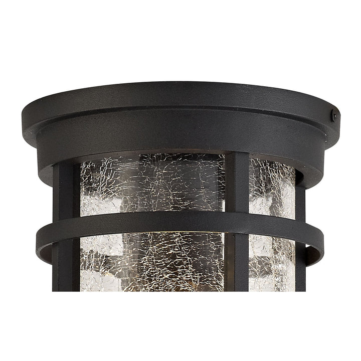 Nelson Lighting NL73199 Ellis Outdoor Ceiling 1 Light Black/Clear Crackled Glass