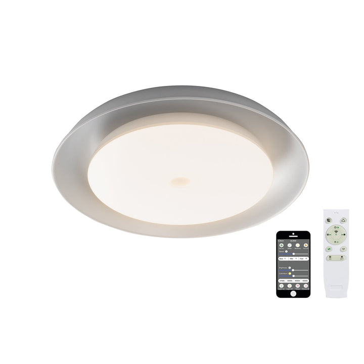 Nelson Lighting NL70909 Fabio Ceiling Light LED RGB Tuneable White Built In Bluetooth Speaker/Remote Control