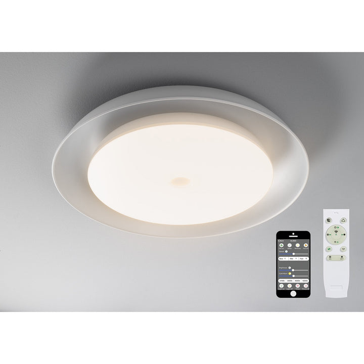 Nelson Lighting NL70909 Fabio Ceiling Light LED RGB Tuneable White Built In Bluetooth Speaker/Remote Control