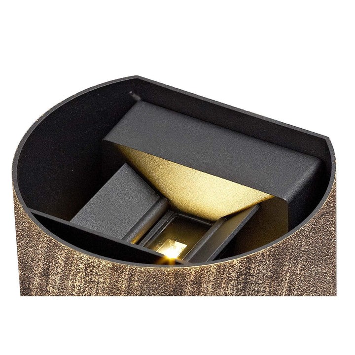 Nelson Lighting NL72079 Flo Outdoor LED Up & Downward Lighting Wall Lamp 2 Light Black/Gold