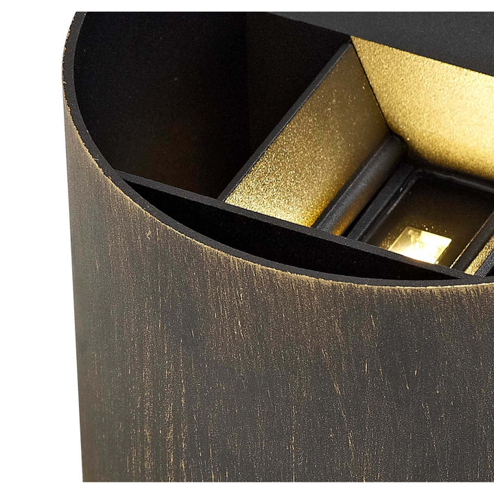 Nelson Lighting NL72079 Flo Outdoor LED Up & Downward Lighting Wall Lamp 2 Light Black/Gold